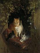 Henriette Ronner-Knip Cat with Kittens oil